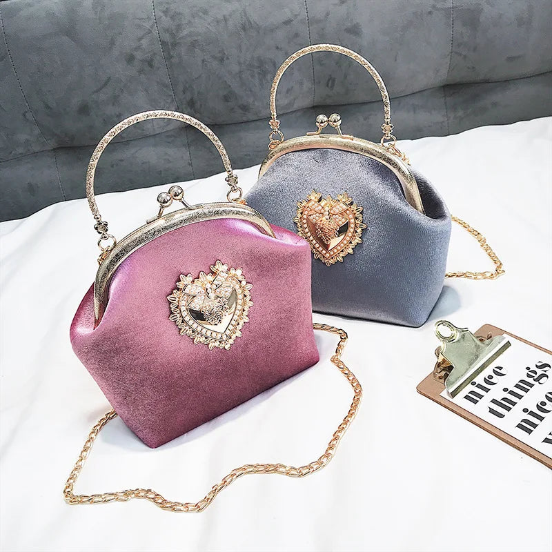 Women's Velvet Texture One Shoulder Messenger Bag Chain Handbag