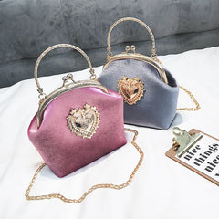 Women's Velvet Texture One Shoulder Messenger Bag Chain Handbag