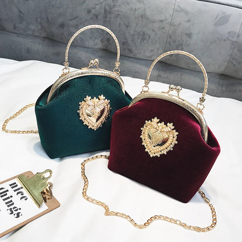 Women's Velvet Texture One Shoulder Messenger Bag Chain Handbag