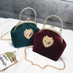 Women's Velvet Texture One Shoulder Messenger Bag Chain Handbag