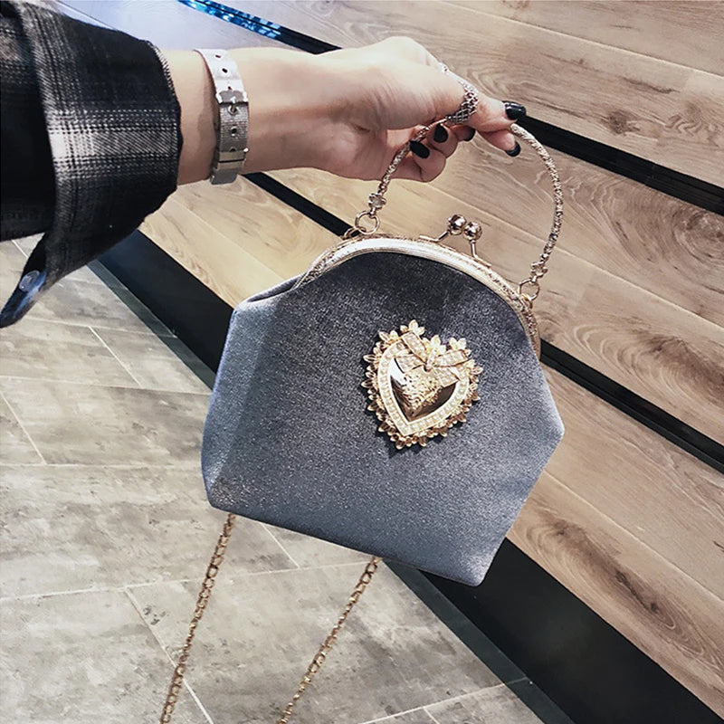 Women's Velvet Texture One Shoulder Messenger Bag Chain Handbag
