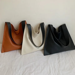 Women's Retro One Shoulder Bag PU Leater Casual Large Capacity Tote Bags