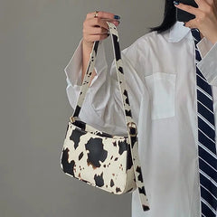 Women's Retro PU Leather Handbag, Cow Leather Underarm Bag