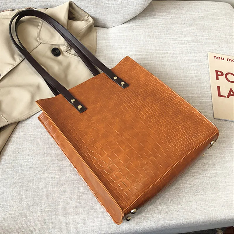 Women's Crocodile Pattern PU Leather Handbag