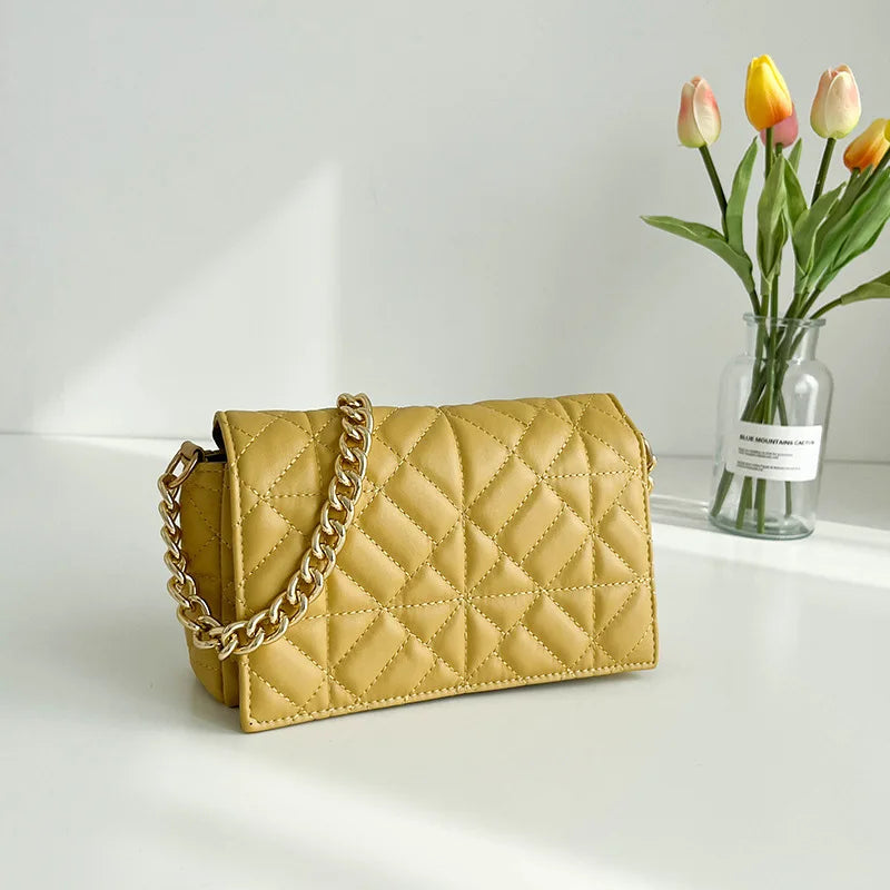 Women's Rhombus Embroidery Chain Small Square Shoulder Bag