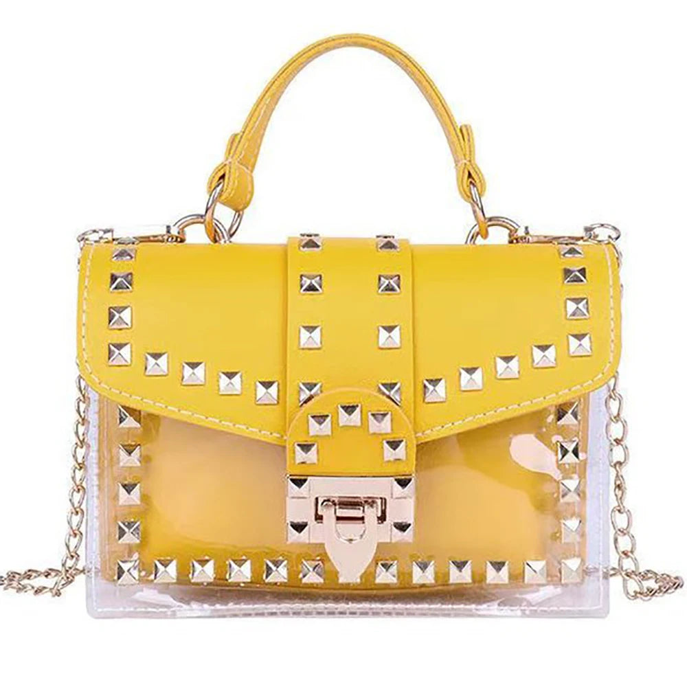 Women's Rivet Crossbody Bags Jelly Shoulder Bag Chain Handbags