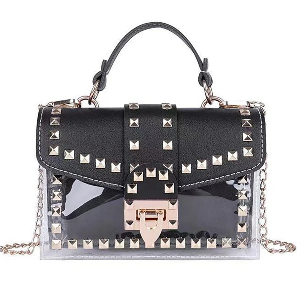 Women's Rivet Crossbody Bags Jelly Shoulder Bag Chain Handbags