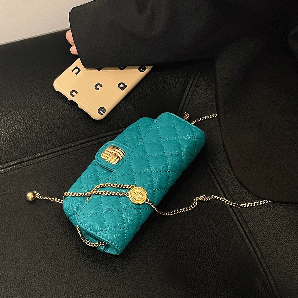 Women's Roman Coin Rhombus Chain Phone Bag Crossbody Mini Bag