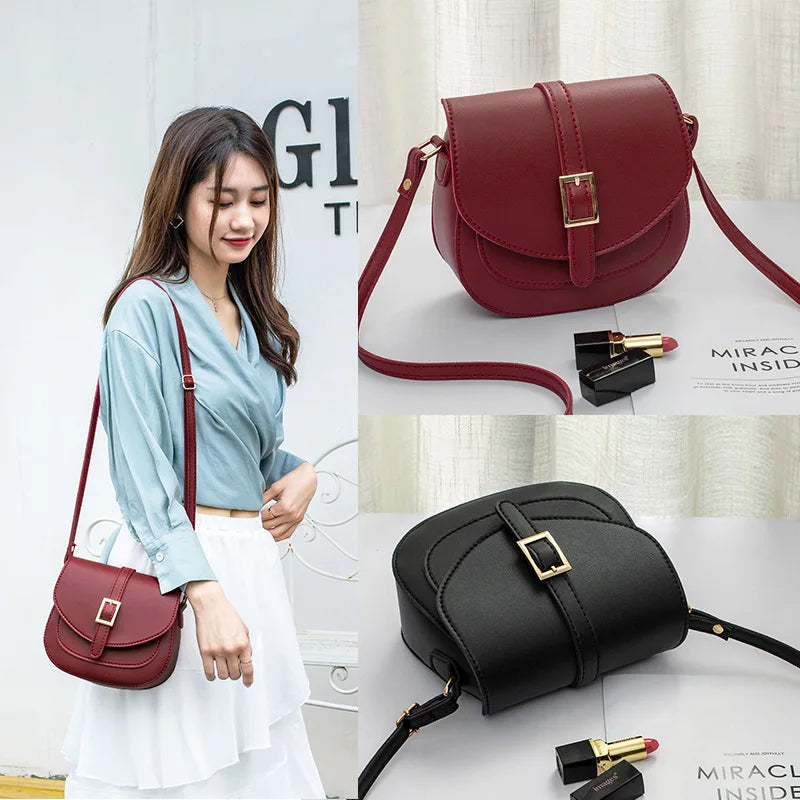 Women's Saddle Bag Solid Messenger Shoulder Handbag