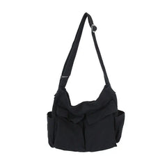 Canvas School Messenger Bag Large Capacity Casual Shoulder Handbag Women Solid