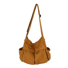 Canvas School Messenger Bag Large Capacity Casual Shoulder Handbag Women Solid