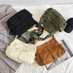 Canvas Messenger Bag Women Shoulder Handbag Casual Large Capacity