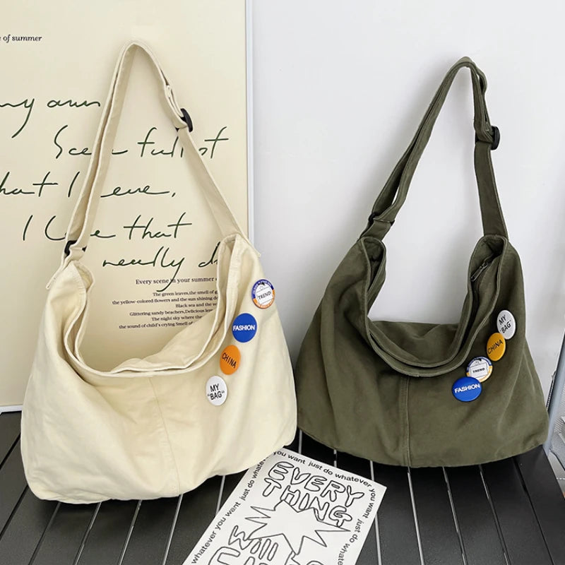 Canvas Messenger Bag Shoulder Handbag Large Capacity Casual Female Bags