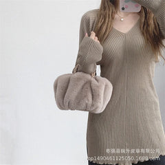 Fluffy Plush Tote Bag for Women