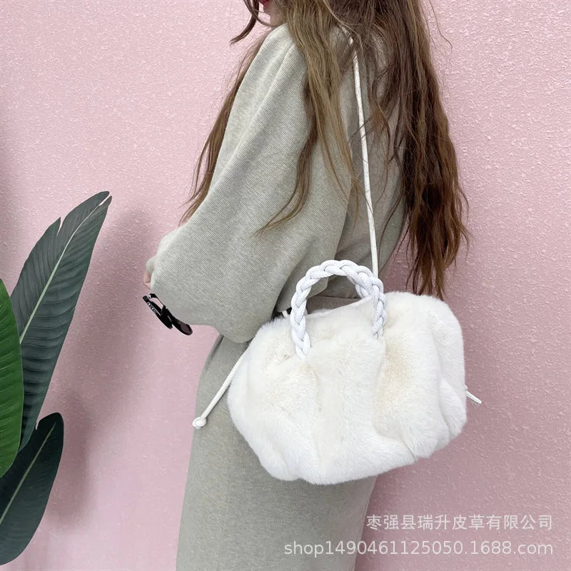 Fluffy Plush Tote Bag for Women