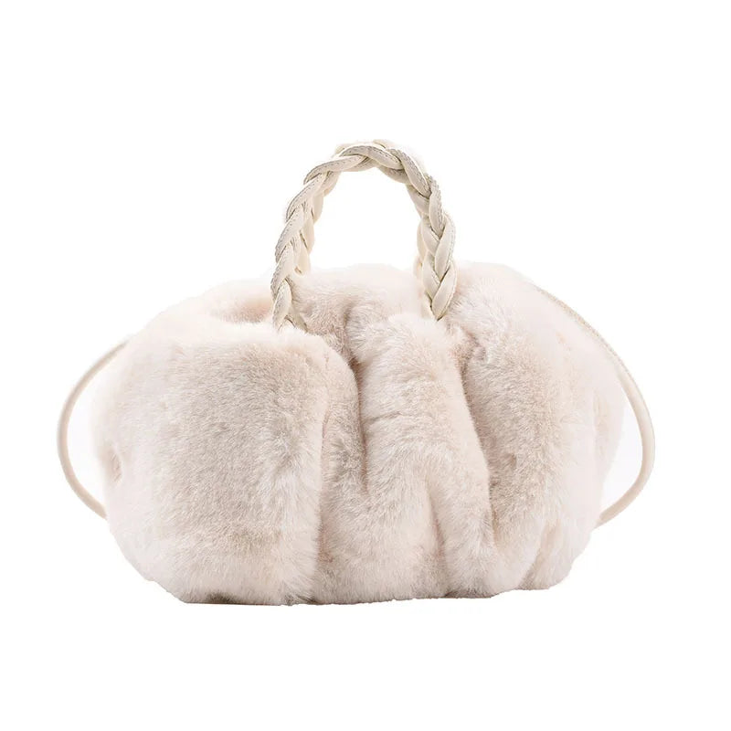 Plush Tote Shoulder Bag for Women - Fluffy Fur Handbag