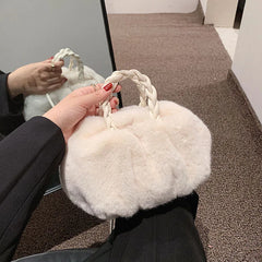Plush Tote Shoulder Bag for Women - Fluffy Fur Handbag