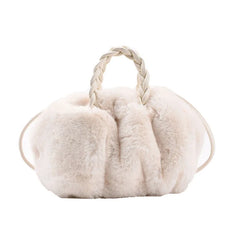 Plush Tote Shoulder Bag for Women - Fluffy Fur Handbag