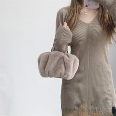 Fluffy Plush Tote Shoulder Bag for Women
