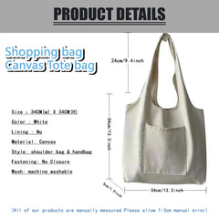 Canvas Shopper Tote Bag Large Handbags One-shoulder Shopping Bag