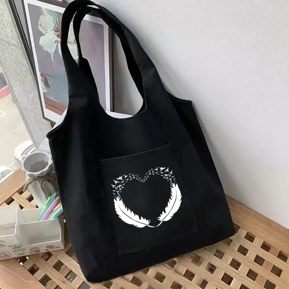 Women's Feather Series Canvas Grocery Eco Tote Bag