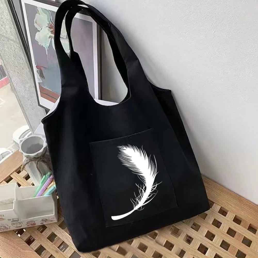 Women's Feather Series Canvas Grocery Eco Tote Bag