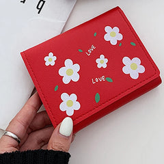Women's Short Wallet Fresh Style Hasp Floral Pu Coin Purses Clutch Bags