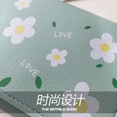 Women's Short Wallet Fresh Style Hasp Floral Pu Coin Purses Clutch Bags