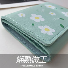 Women's Short Wallet Fresh Style Hasp Floral Pu Coin Purses Clutch Bags