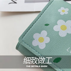 Women's Short Wallet Fresh Style Hasp Floral Pu Coin Purses Clutch Bags