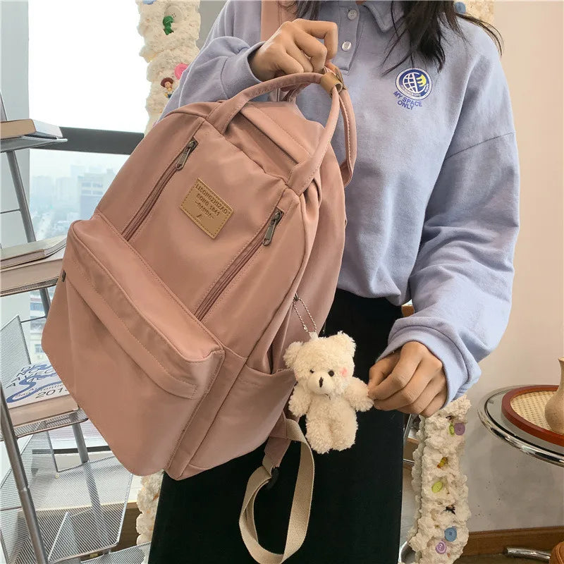 Women's Solid Hiking Backpack Large Capacity Outdoor School Bag