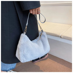 Women's Shoulder Bag Faux Fur Hairy Solid Colors Crossbody Purses Wallet