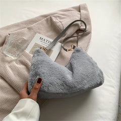 Women's Shoulder Bag Faux Fur Hairy Solid Colors Crossbody Purses Wallet