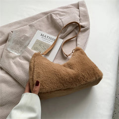 Women's Shoulder Bag Faux Fur Hairy Solid Colors Crossbody Purses Wallet