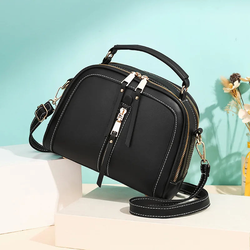 Women's Mini Crossbody Bag PU Leather Handbag Patchwork Shoulder Bag