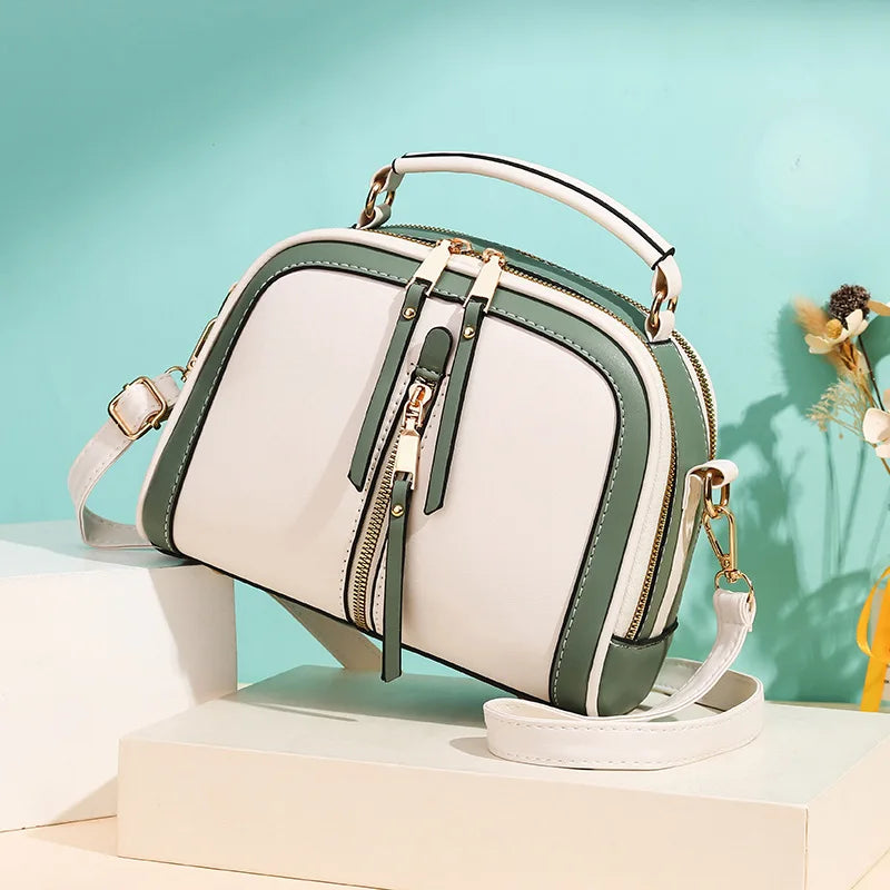 Women's Mini Crossbody Bag PU Leather Handbag Patchwork Shoulder Bag