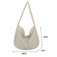 Women's Rhombus Embroidered Shoulder Bag Soft Winter Cloud Quilted S