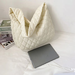 Women's Rhombus Embroidered Shoulder Bag Soft Winter Cloud Quilted S