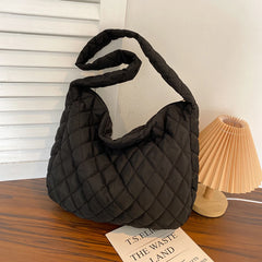 Women's Rhombus Embroidered Shoulder Bag Soft Winter Cloud Quilted S