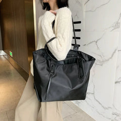 Women's Shoulder Bag College Style Waterproof Nylon Handbags Zipper Tote