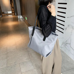 Women's Shoulder Bag College Style Waterproof Nylon Handbags Zipper Tote