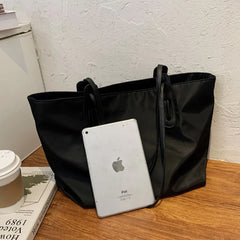 Women's Shoulder Bag College Style Waterproof Nylon Handbags Zipper Tote