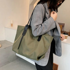 Women's Shoulder Bag College Style Waterproof Nylon Handbags Zipper Tote