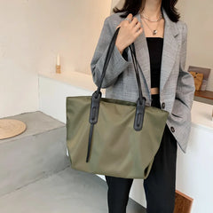 Women's Shoulder Bag College Style Waterproof Nylon Handbags Zipper Tote