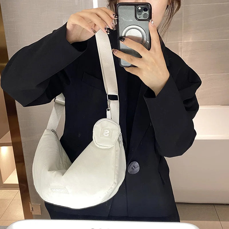 Large Canvas Crossbody Bags for Women Cotton Cloth Female Students School Bag
