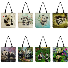 Large Capacity Women's Tote Bag Chinese Style Panda Print Teacher Gift