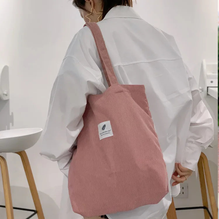 Women's Shoulder Bag Large Capacity Shopping Bag Corduroy Messenger Bag