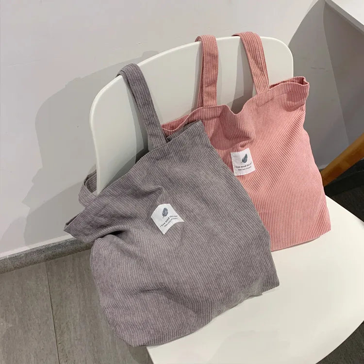 Women's Shoulder Bag Large Capacity Shopping Bag Corduroy Messenger Bag