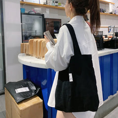Women's Shoulder Bag Large Capacity Shopping Bag Corduroy Messenger Bag