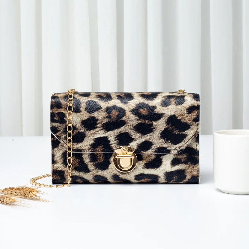 Leopard Print Cow Pattern Shoulder Bag Small Square Messenger Bag